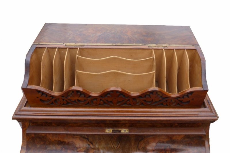 Victorian Burr Walnut Piano Top Pop Up Davenport