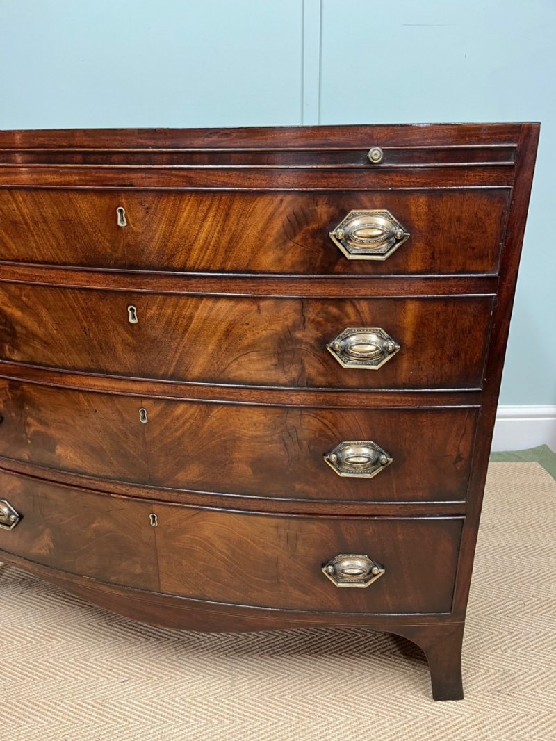 Georgian Bow Fronted Mahogany Chest Of Drawers