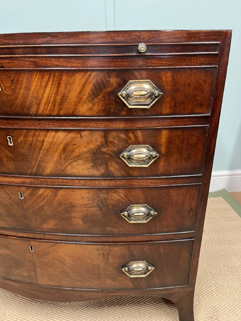 Georgian Bow Fronted Mahogany Chest Of Drawers
