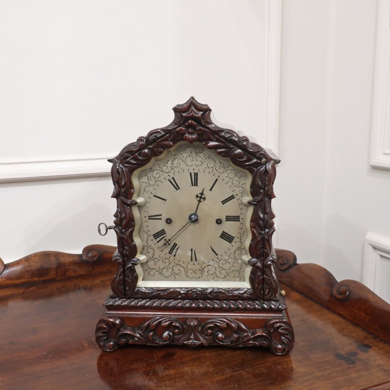 Early Victorian Mahogany Library Clock
