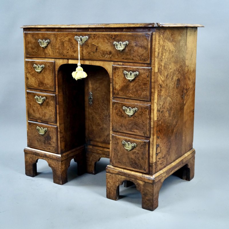 A Rare Burr Oak Knee-Hole Desk