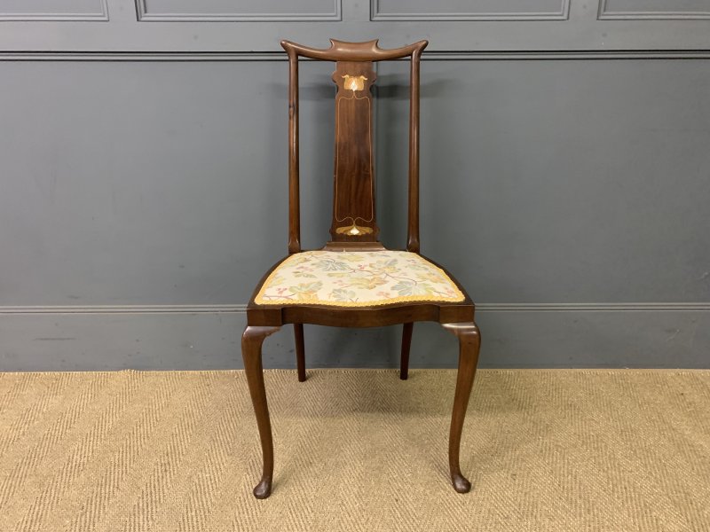 Art Nouveau Inlaid Mahogany Chair