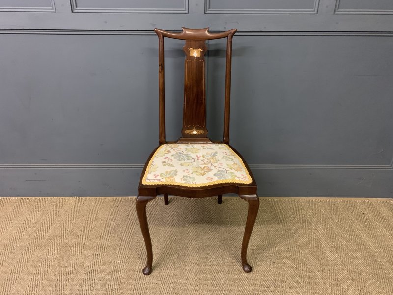 Art Nouveau Inlaid Mahogany Chair