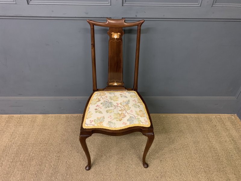Art Nouveau Inlaid Mahogany Chair