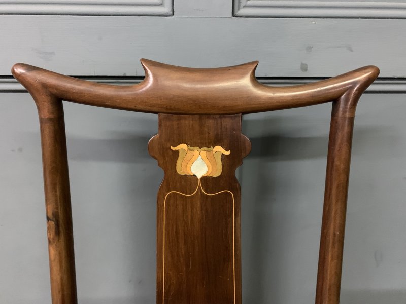 Art Nouveau Inlaid Mahogany Chair