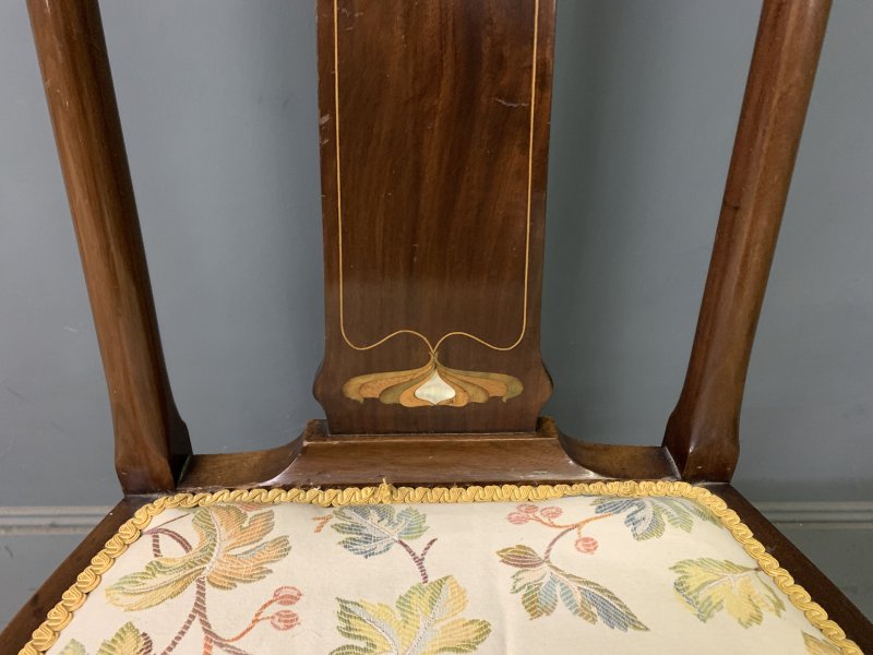Art Nouveau Inlaid Mahogany Chair