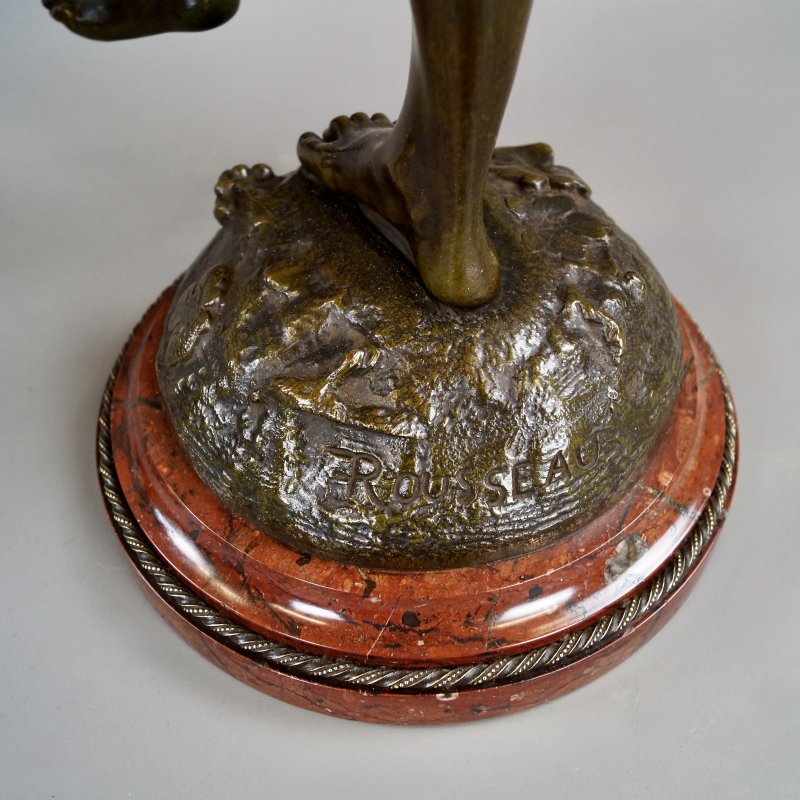 A Large Pair Of Bronze Figures By Rousseau