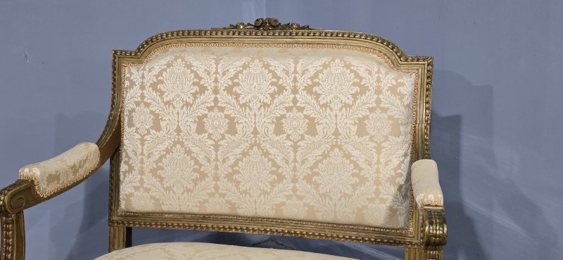French Gilt Two Seat Sofa - Image 9