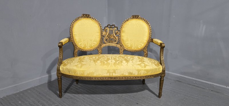 French Gilt Two Seat Sofa - Image 7