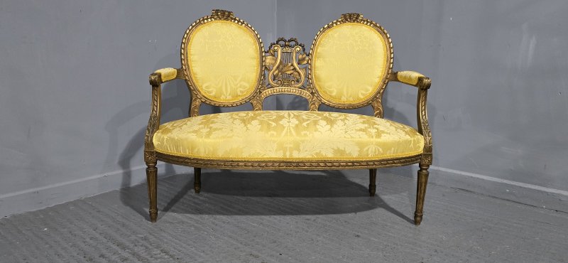 French Gilt Two Seat Sofa - Image 8