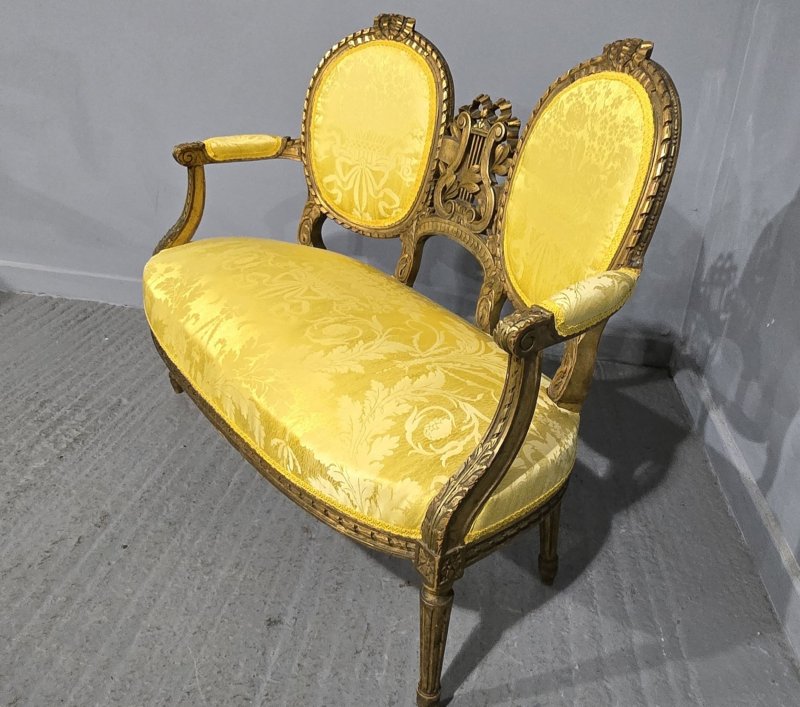 French Gilt Two Seat Sofa - Image 4