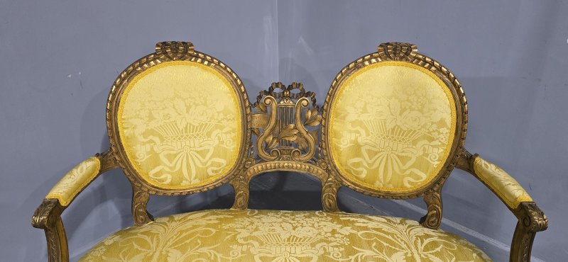 French Gilt Two Seat Sofa - Image 9