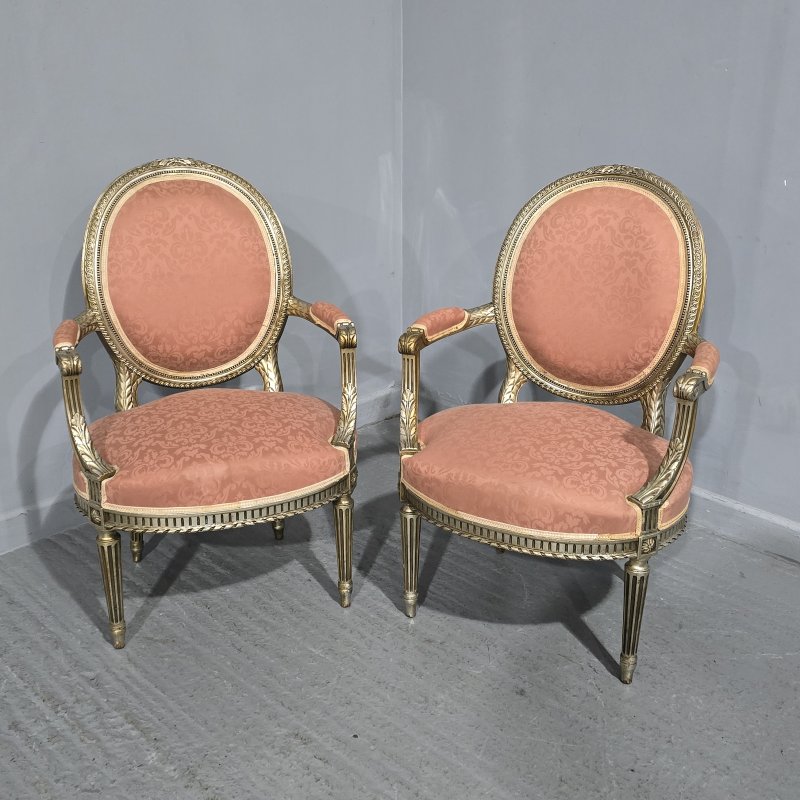 Pair French Silver Gilt Elbow Chairs - Image 6