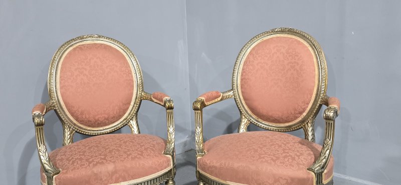 Pair French Silver Gilt Elbow Chairs - Image 4