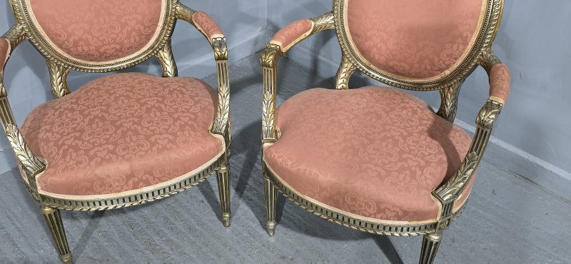 Pair French Silver Gilt Elbow Chairs - Image 7