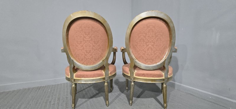 Pair French Silver Gilt Elbow Chairs - Image 3