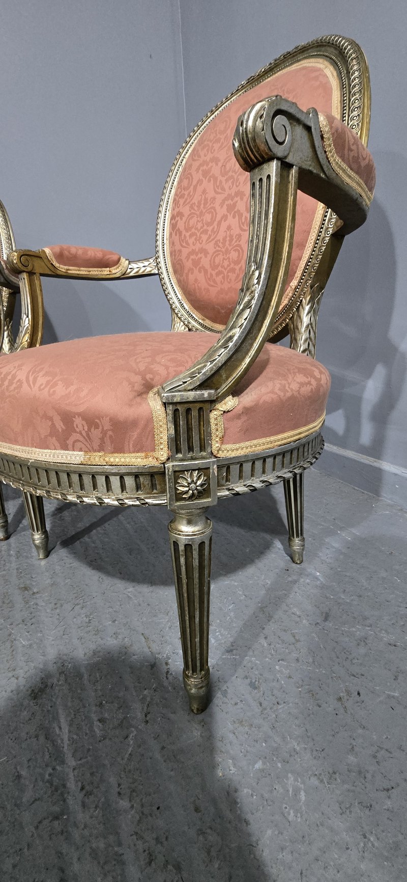 Pair French Silver Gilt Elbow Chairs - Image 9