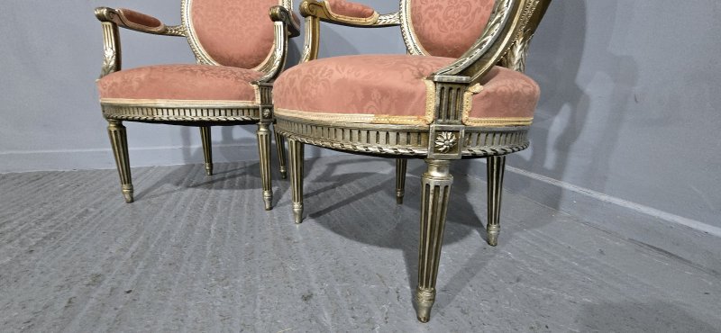 Pair French Silver Gilt Elbow Chairs - Image 11