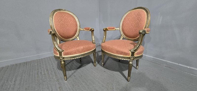 Pair French Silver Gilt Elbow Chairs - Image 15