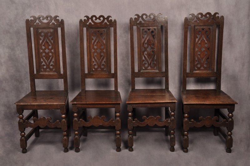 Set Of Four 17th Century Oak Chairs