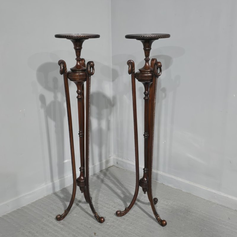 Fine Pair Mahogany Torchere Pedestal Stands