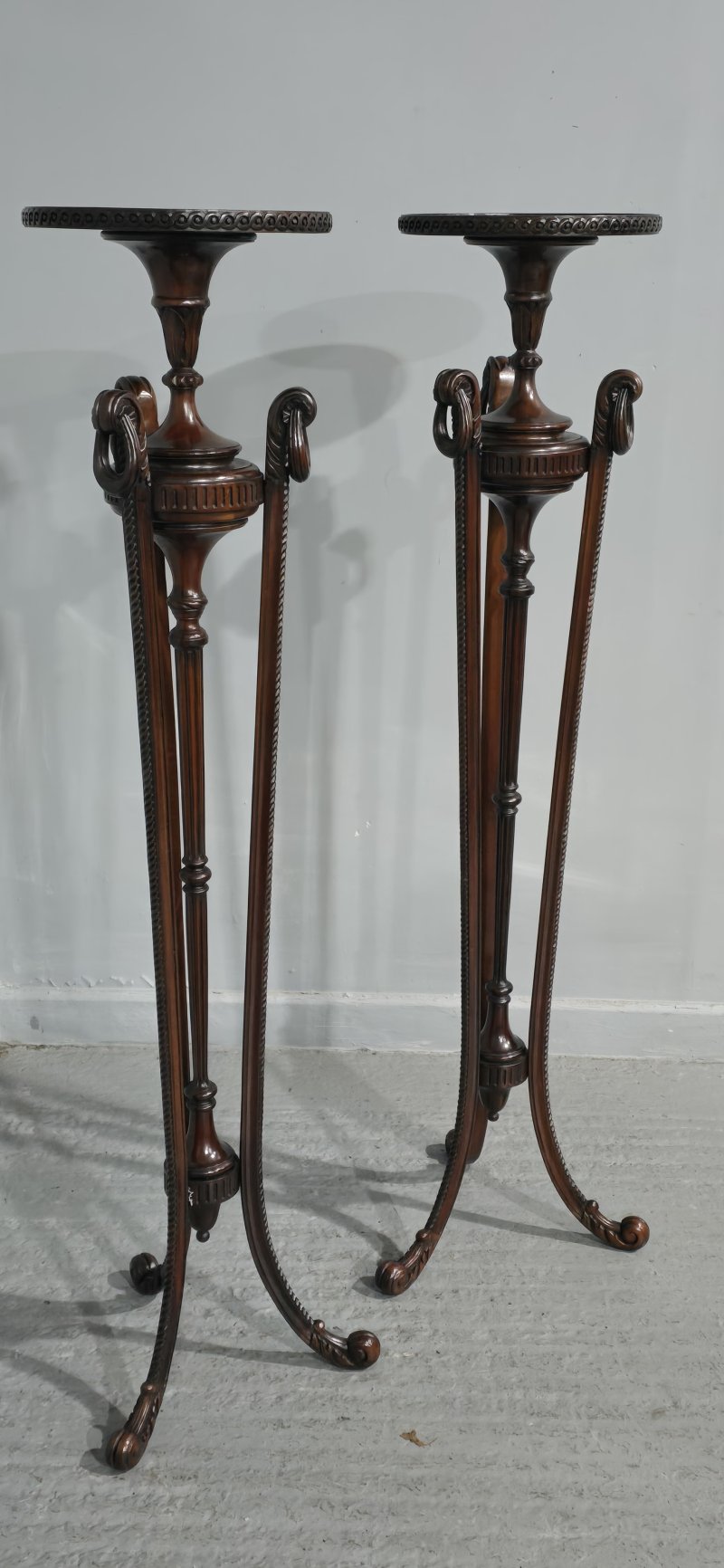 Fine Pair Mahogany Torchere Pedestal Stands - Image 13