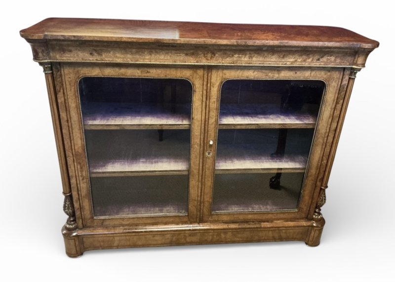 Victorian Burr Walnut Pier Cabinet