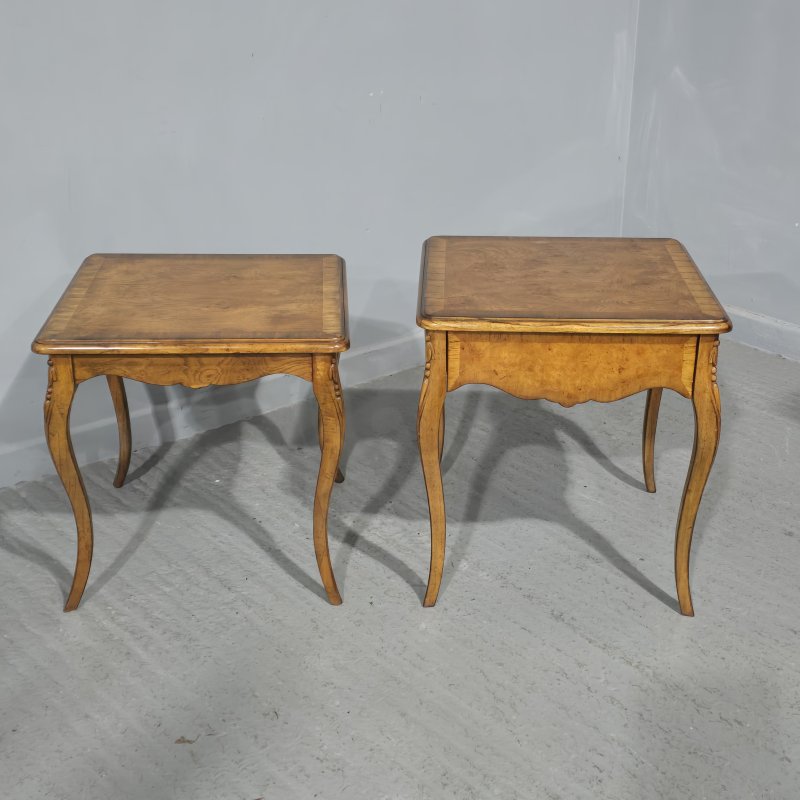 Pair Burr Elm Lamp Tables