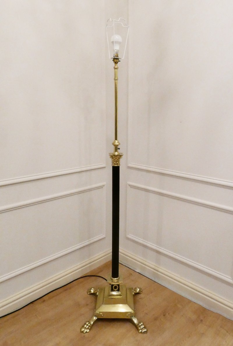 Victorian Brass Corinthian Column Floor Lamp - Image 9