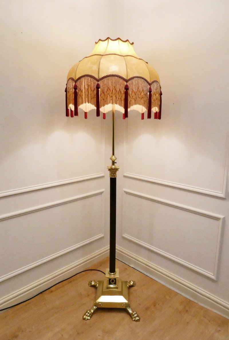 Victorian Brass Corinthian Column Floor Lamp - Image 8