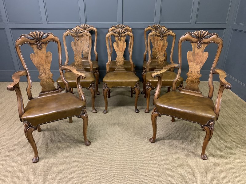 Waring & Gillow Set of 8 Queen Anne Style Chairs