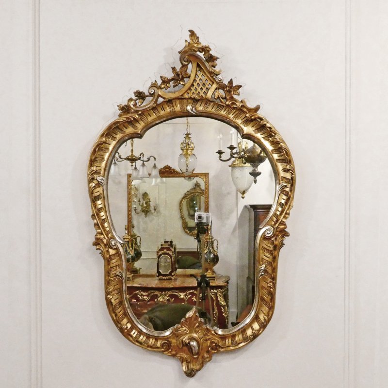 Mid 19th Century French Rococo Style Giltwood Wall Mirror