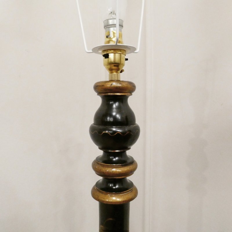 Edwardian Black Lacquered Chinoiserie Floor Lamp - Image 6