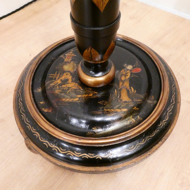 Edwardian Black Lacquered Chinoiserie Floor Lamp - Image 2
