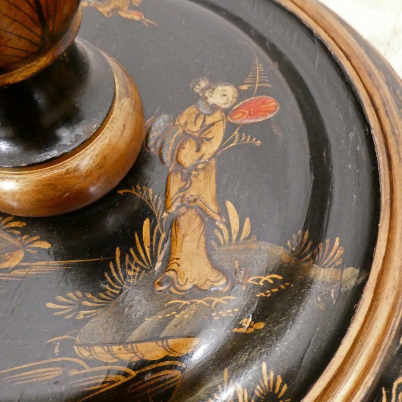 Edwardian Black Lacquered Chinoiserie Floor Lamp - Image 4