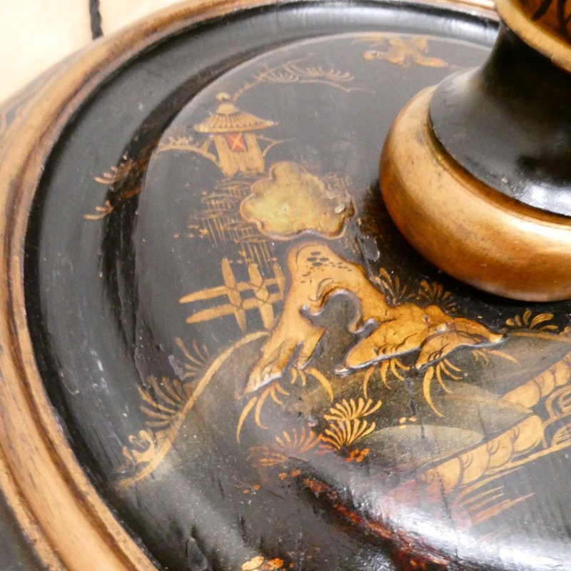 Edwardian Black Lacquered Chinoiserie Floor Lamp - Image 3