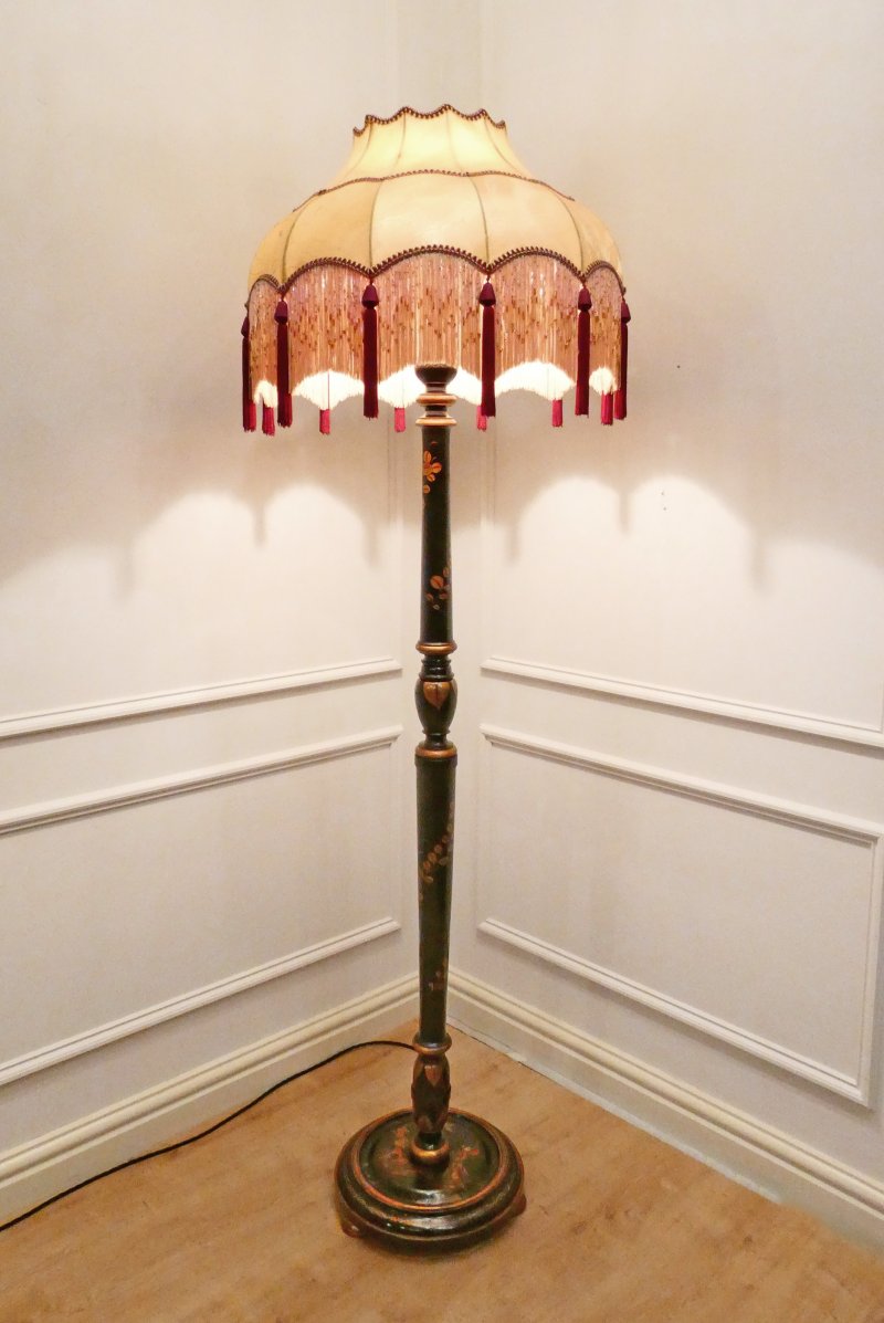 Edwardian Black Lacquered Chinoiserie Floor Lamp - Image 10