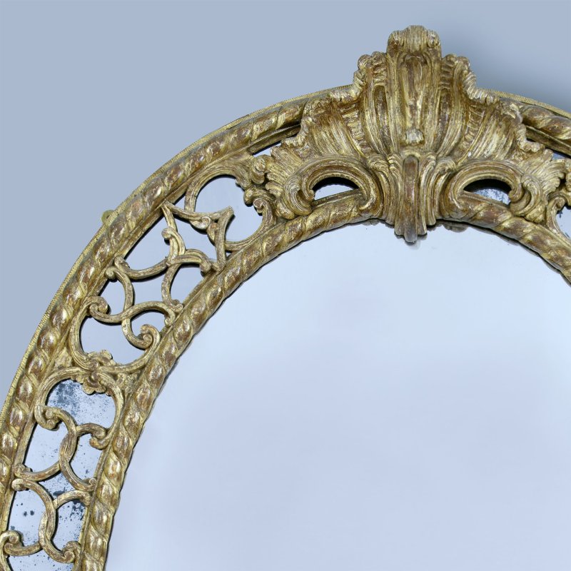 Early George III Large Oval Border Glass Mirror - Image 2