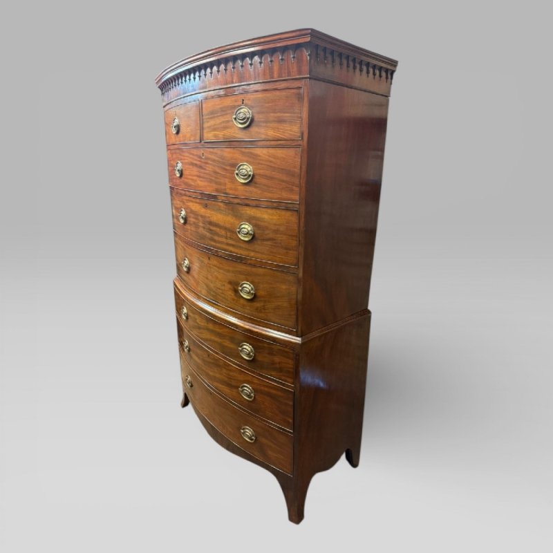 Antique Georgian George III Mahogany Bow-front Chest On Chest - Image 2