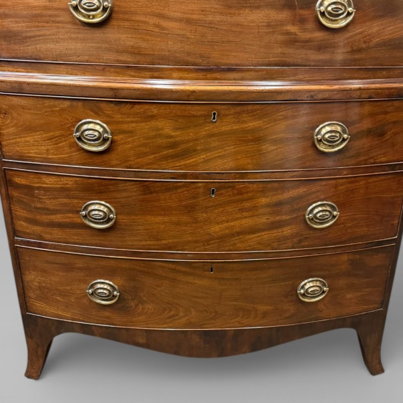 Antique Georgian George III Mahogany Bow-front Chest On Chest - Image 5