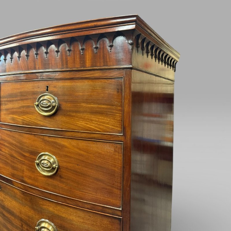 Antique Georgian George III Mahogany Bow-front Chest On Chest - Image 8