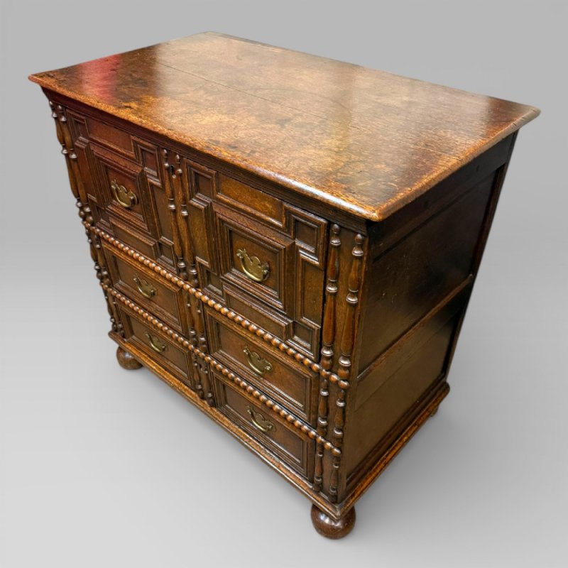 Antique 17th Century Oak Jacobean Chest Of Drawers - Image 5