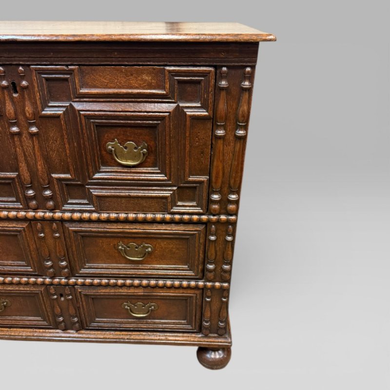 Antique 17th Century Oak Jacobean Chest Of Drawers - Image 6