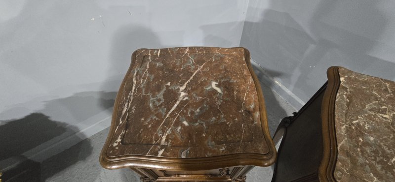 Top Quality Pair French Walnut Bedside Lamp Tables - Image 8