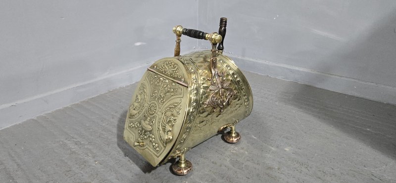 Superb Victorian Brass Coal Bin