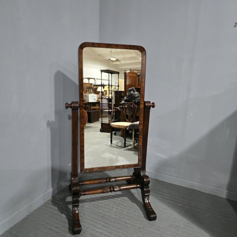Fine Regency Mahogany Cheval Mirror - Image 6