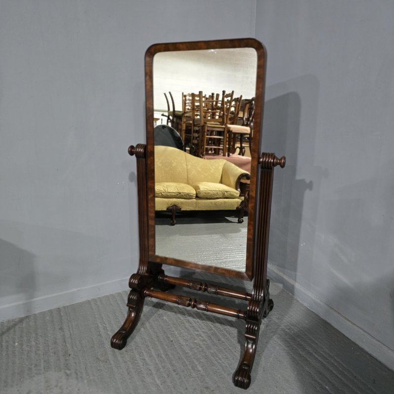 Fine Regency Mahogany Cheval Mirror - Image 5