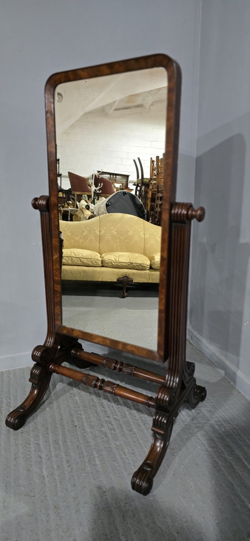 Fine Regency Mahogany Cheval Mirror - Image 7