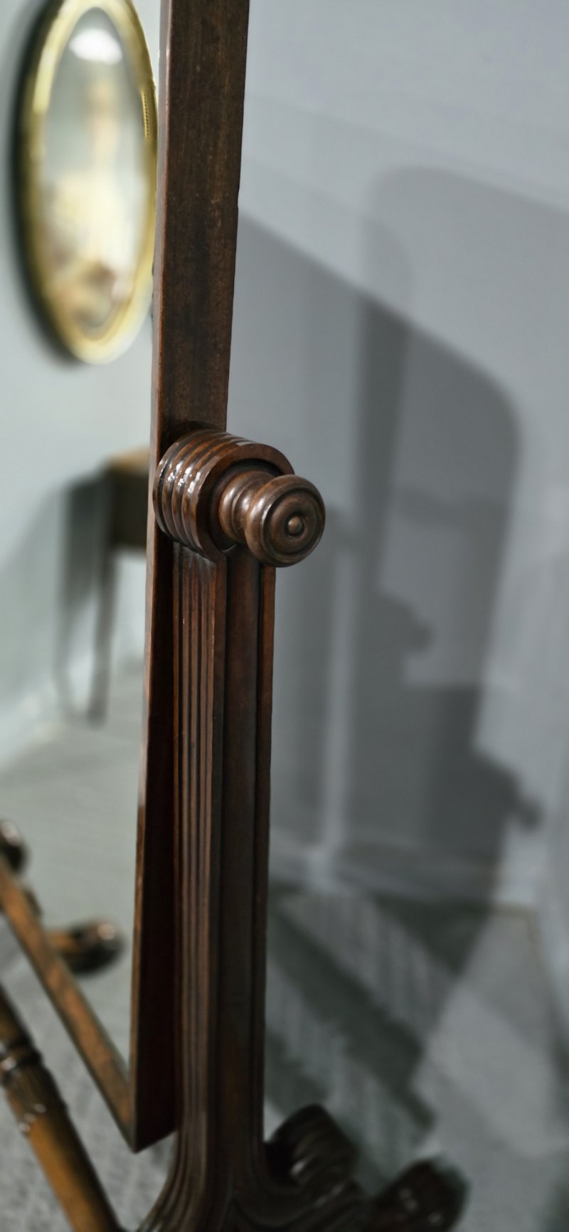 Fine Regency Mahogany Cheval Mirror - Image 9