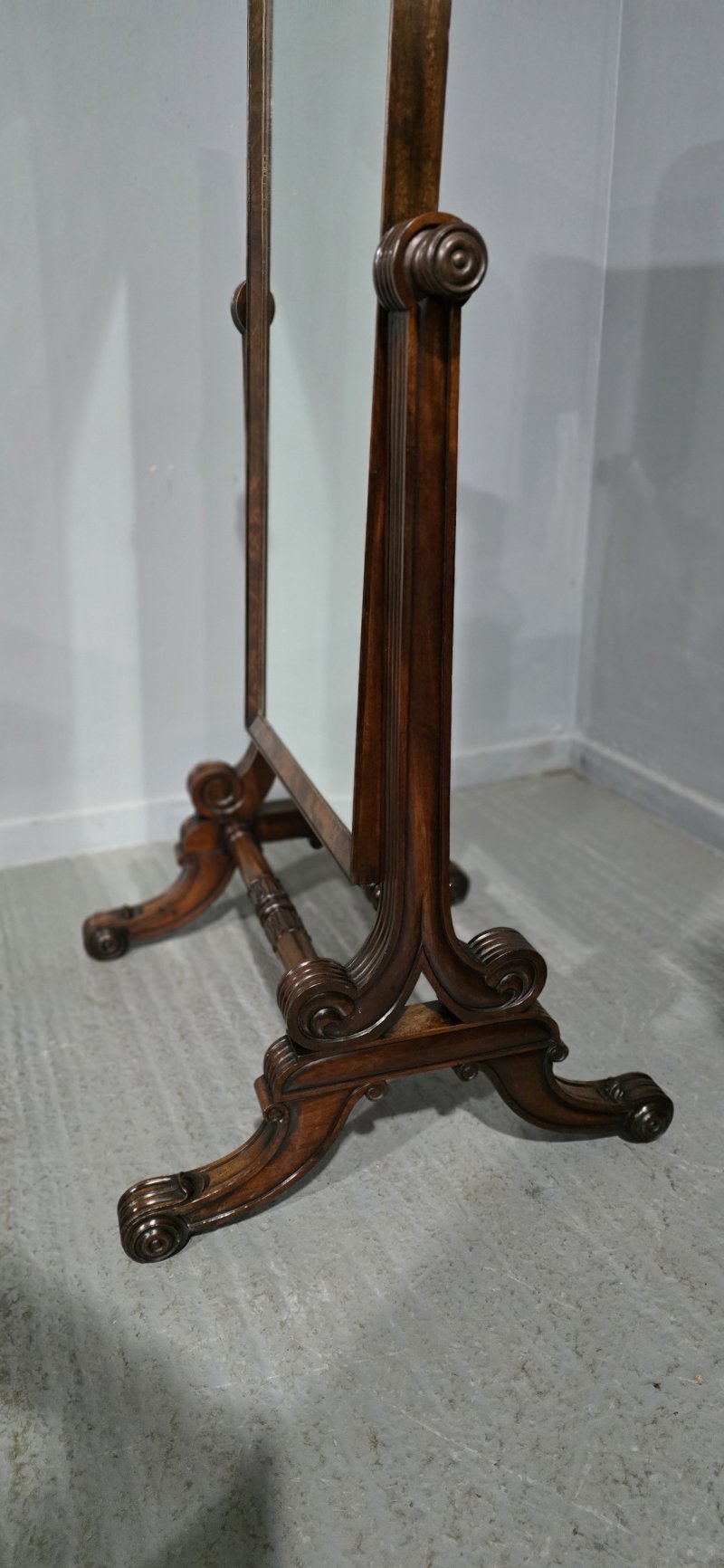 Fine Regency Mahogany Cheval Mirror - Image 11